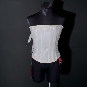 CAMP Vintage Original White Lace Up Corset with Hard Bones!